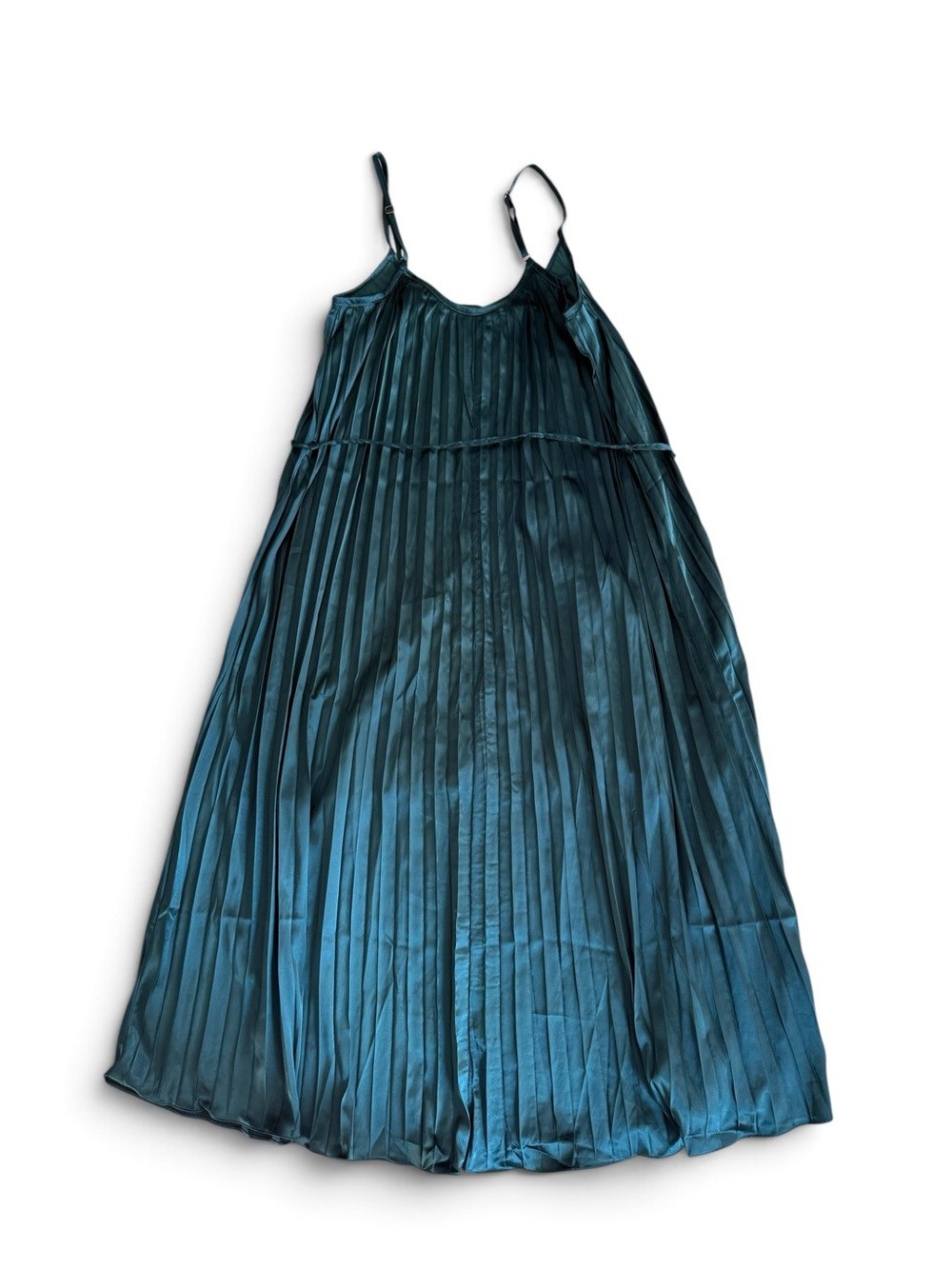 Bishop + Young Mara Pleated Satin Midi Dress in Emerald size S Small NWT - Picture 3 of 12